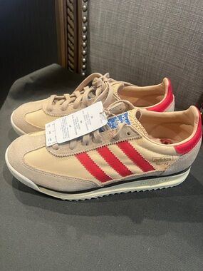 adidas SL 72 Sneakers in Beige with Red Stripes men 6.5